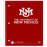UNM 3 Subject Spiral Notebook UNM Interlocking Logo The University Of New Mexico