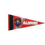 Sew Pennant 4x9 Alumni Lobos Shield Red/Gray