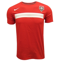 Men's Nike T-Shirt White Gray Stripes Lobos Shield Red