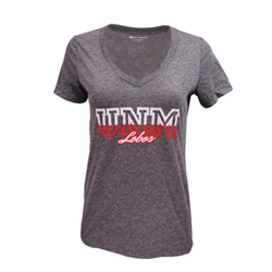 Women's Champion V-Neck T-Shirt UNM Lobos Gray