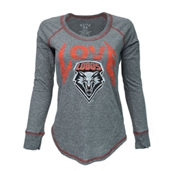 Women's Blue 84 Long Sleeve T-Shirt LOVE Lobos Shield
