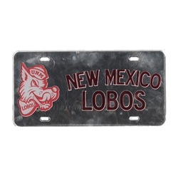 License Plate Old School Louie NM Lobos Silver