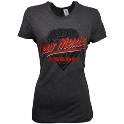 Women's CI Sport T-Shirt UNM Shield New Mexico Lobos Grey