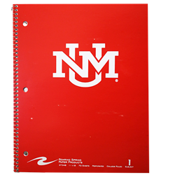 UNM 1- Subj Spiral Notebook UNM Interlocking Logo Red
