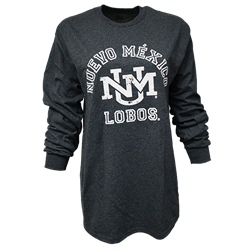 Unisex MV Sport Long Sleeve T-Shirt Nuevo Mexico UNM Lobos Charcoal
