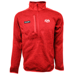 Men's Columbia Half Zip Sweater UNM Interlocking Red