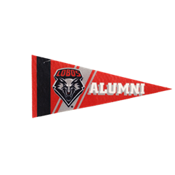 Sew Pennant 4x9 Alumni Lobos Shield Red/Gray