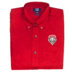 Men's C&B Long Sleeve Button Down Shirt Lobo Shield Red