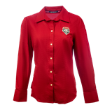 Women's C&B Dress Shirt Button Up Lobo Shield Red