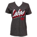 Women's CH V-Neck T-Shirt UNM Lobos Interlocking Charcoal