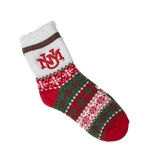 Women's ZooZatZ Fuzzy Christmas Socks UNM Interlocking Red, Green & White