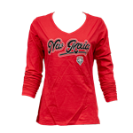 Women's CI Sport Long Sleeve V-Neck NM Lobo Shield Red