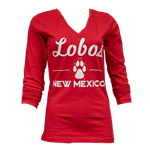 Women's CH Long Sleeve V-Neck NM Lobos Red