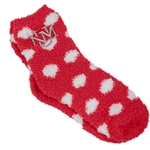 Women's ZooZatZ Fuzzy Dot Socks UNM Interlocking Logo Red/White