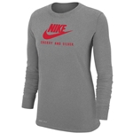 Women's Nike Long Sleeve T-Shirt Cherry And Silver Dark Heather