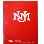 UNM 1- Subj Spiral Notebook UNM Interlocking Logo Red