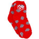 Youth's ZooZatz Fuzzy Dot Socks UNM Interlocking Red/White