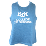 Women's Crop Tank College Of Nursing UNM Interlocking Heather Teal