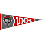 Sew Pennant 12x30 UNM Lobo Shield Red/White/Black