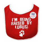 Infant Bib I'm Being Raised By Lobos Red
