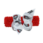 USA Bow Crochet Headband Lobos Shield Red/White