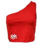 Women's ZooZats Crop Tank One Shoulder UNM interlocking Shield Red