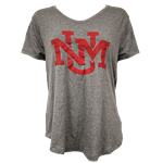 Women's League T-Shirt UNM Interlocking Heather Graphite