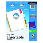 AVE Multicolor Tab Dividers 5 Tab