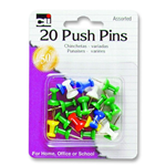 Cli Push Pins 20/pk Neon