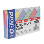 OXF Ess Index Cards 3x5 Ruled Assorted 100/pk