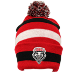 Unisex Logofit Cuffed Primetime Beanie Lobos Shield Stripes/Pom Red/Black