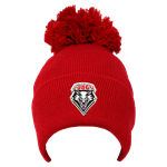 Hat Cuff U Log Monroe UNM Knit/Lined W/Pom Red