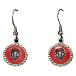 WI Earrings Lobos Shield Bling Red