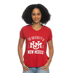 Women's Zoozatz T-Shirt The University of New Mexico EST UNM 1889 Red
