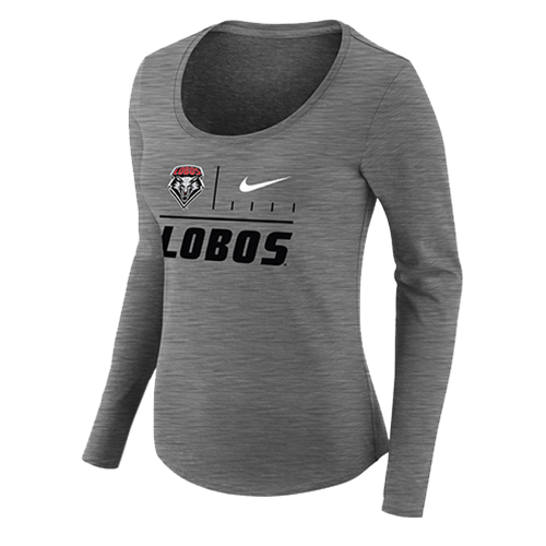 UNM Bookstore - Women's Nike Long Sleeve T-Shirt Lobos Shield Heather