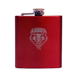 LXG Old Fashioned Flask Lobos Shield 6oz Red