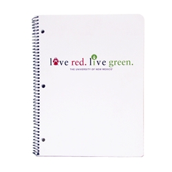 UNM 1 Subject Spiral Notebook Love Red Live Green 11 x 8.5"