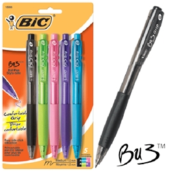 Bic BU3 Ball Pens Assorted Colors 5 Pack