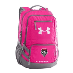 grey and pink under armour backpack