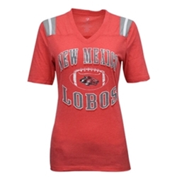 Women's Colosseum V-Neck T-Shirt NM Lobos Red