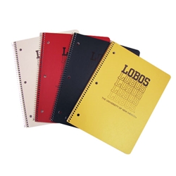 UNM 1 Subject Spiral Notebook Repeating Lobos 11 x 8.5"