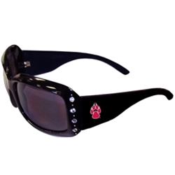 Rhinestoned Sunglasses Lobo Paw Print Black