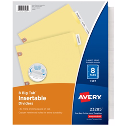 Avery Big Tab Insertable Dividers Clear 8 Pack