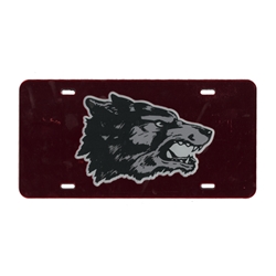 License Plate Old School Wolf Red