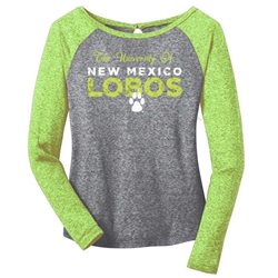 Women's CI Sport 3/4 Tee University Of New Mexico Lobos & Paw Lime Green
