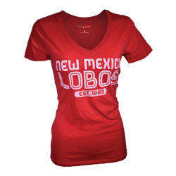 Women's Camp David T-Shirt New Mexico Lobos Est. 1889 Red