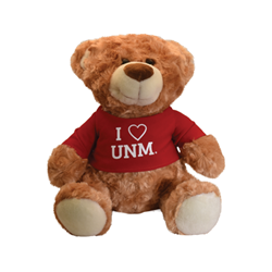 Plush Teddy Bear I Heart UNM Gold 10"