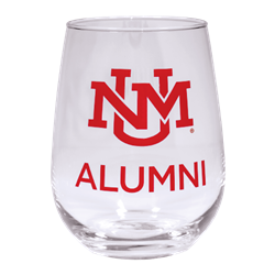 R&D Wine Glass UNM Logo Alumni Red