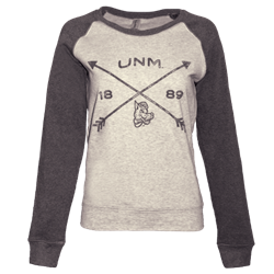 Women's Ouray Sportswear Crew UNM 1889 X-ing Arrows Old School Lobo Oatmeal/Gray