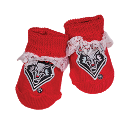 Creative Knitwear Newborn Booties Lace Lobo Shield Red